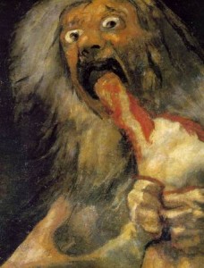 Detail of Saturn Devouring his Son by Goya, 1819 - 1823