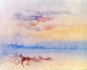 Venice, Looking East from the Guidecca, Sunrise, 1819, watercolor